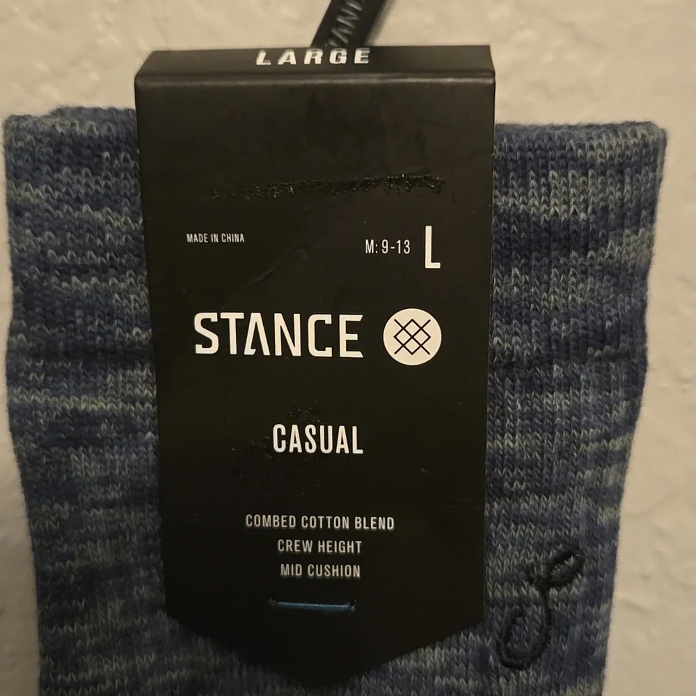 Stance Casual Navy Interstellar Socks, Mens L 9-13, Cotton Blend, Crew
